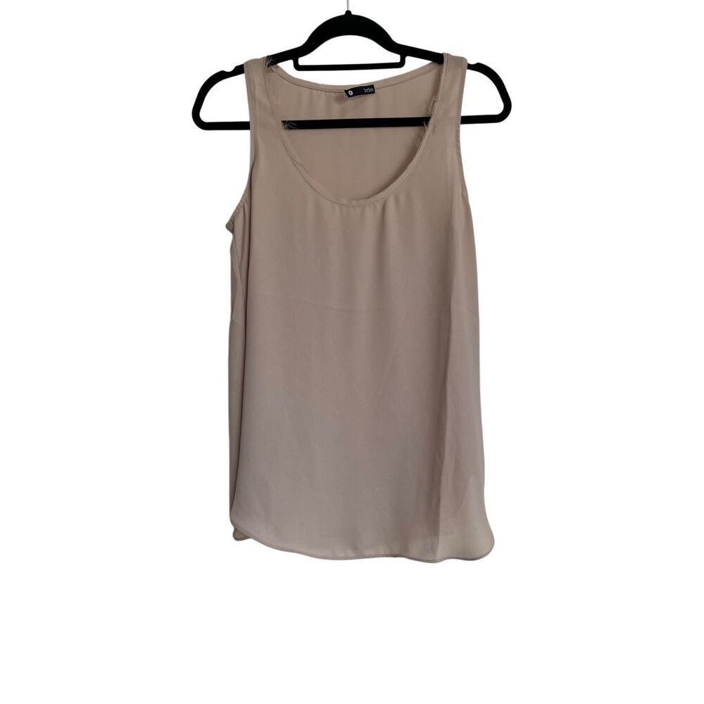 Revolve Krisa Top Womens Size Small Chiffon Tan Tank Scoop Neck Frayed Sheer